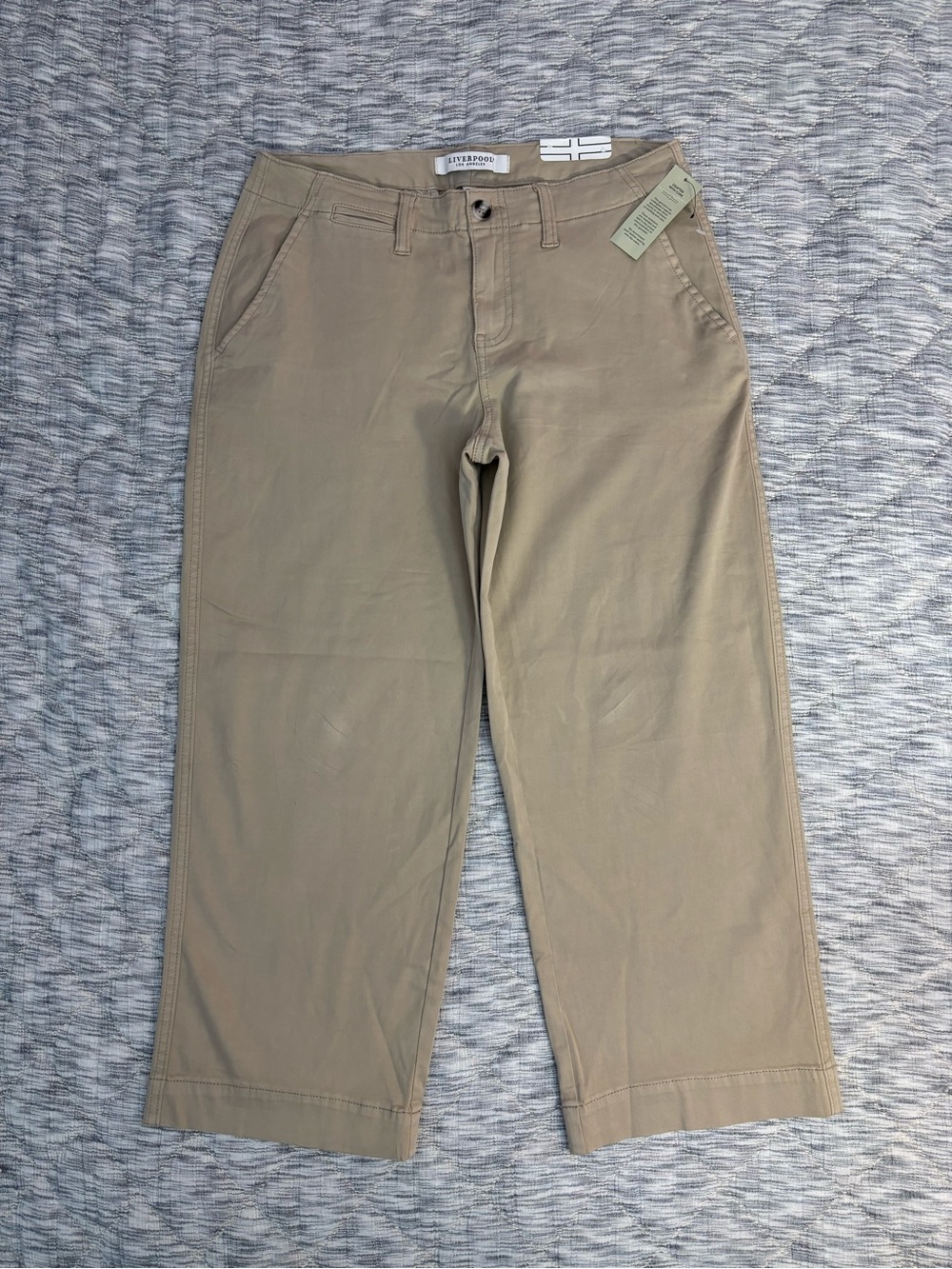Liverpool Mid Rise Wide Leg Cropped Jeans In Biscuit Tan Sz 6/28 Petite NWT-